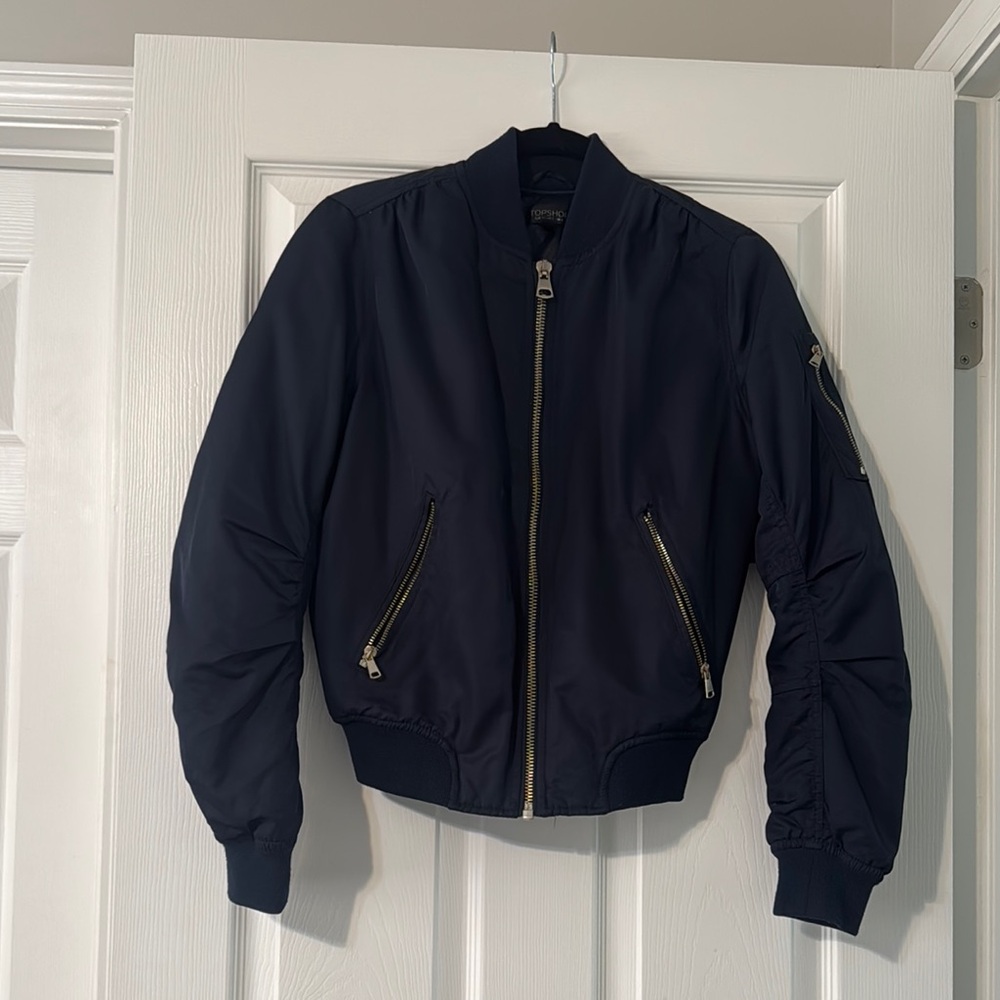 Topshop Navy Bomber Jacket